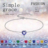 Women Birthstone Hearts Bracelets Girls Jewelry Birthday Gift Sterling Silver